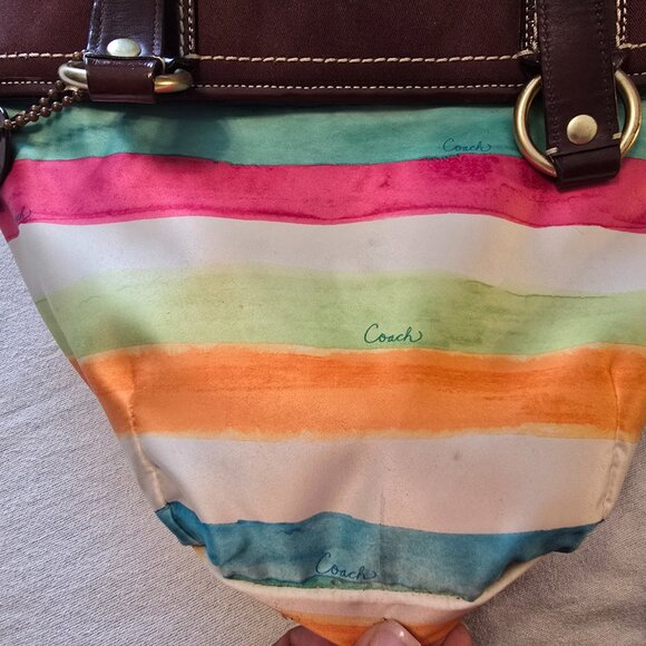 Coach Legacy 10728 Basket Tote Woven Straw Espresso Brown Leather Turn Lock GUC - Picture 11 of 16